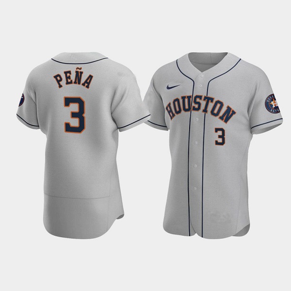 Men's Houston Astros #3 Jeremy Peña Gray Flex Base Stitched Jersey